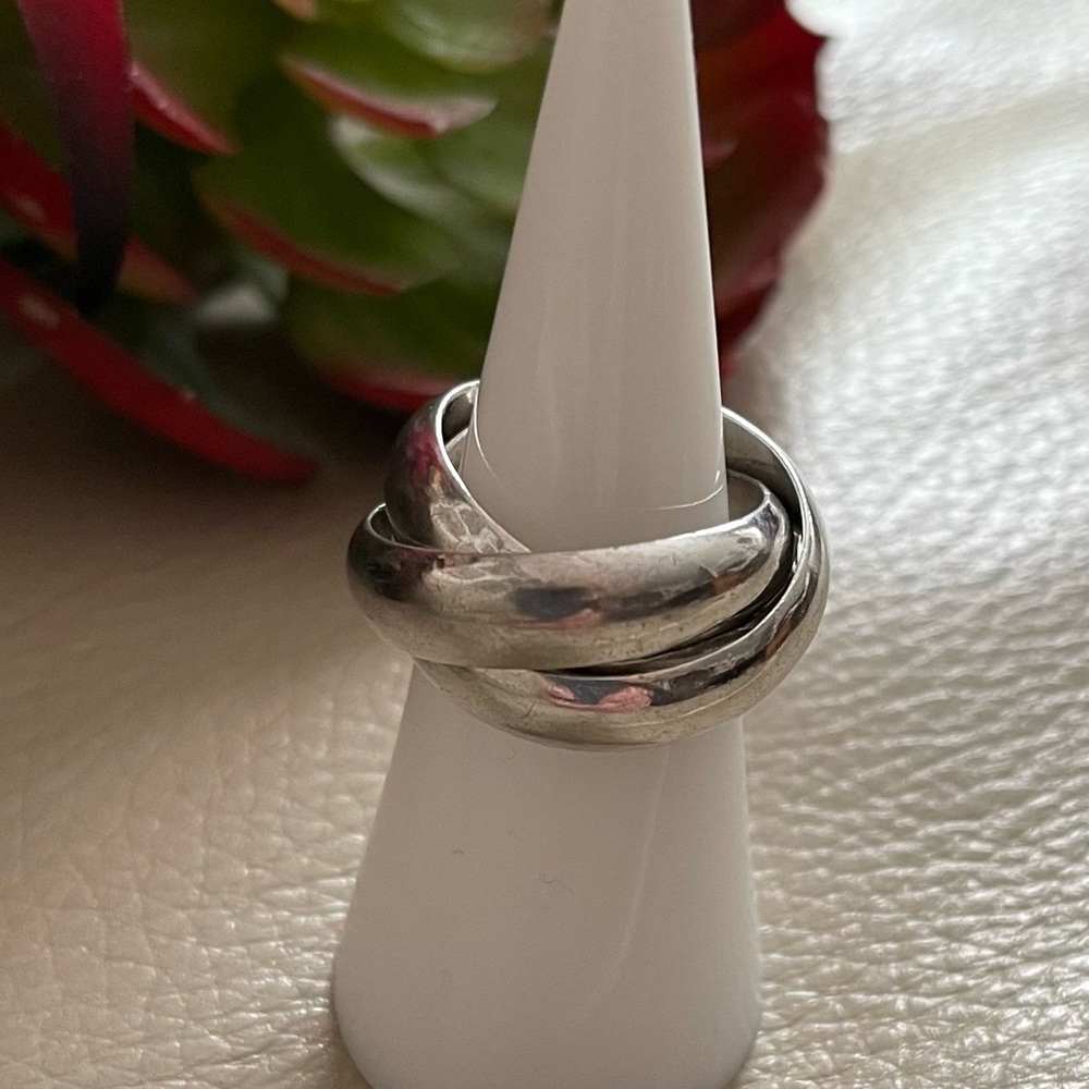 Sterling Silver 925, Rolling Ring, Interlocking R… - image 3